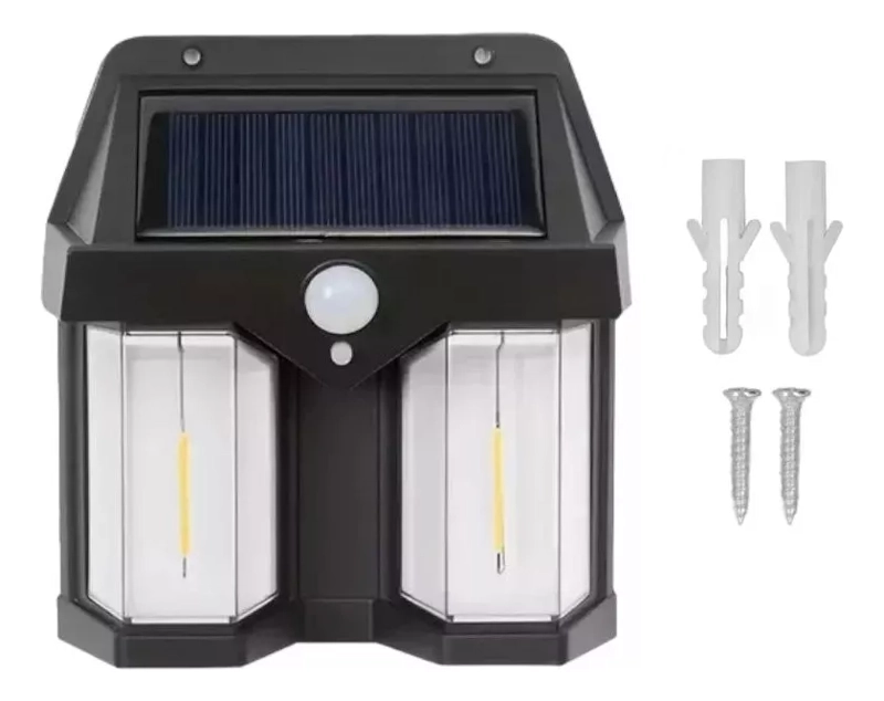 LÁMPARA FAROL SOLAR OKEIPO DOBLE CON SENSOR LUZ CÁLIDA - 1