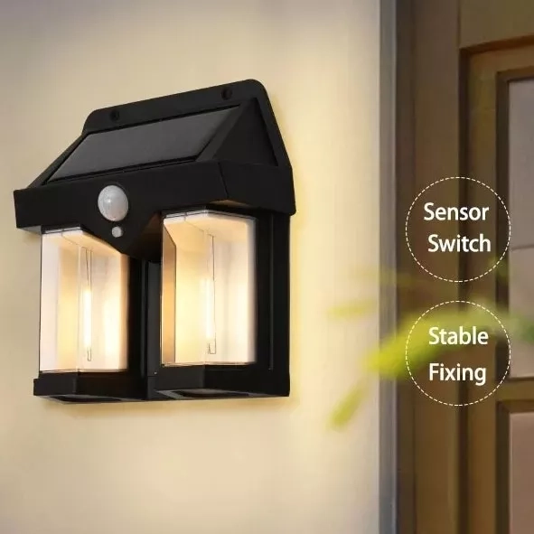 LÁMPARA FAROL SOLAR OKEIPO DOBLE CON SENSOR LUZ CÁLIDA - 2