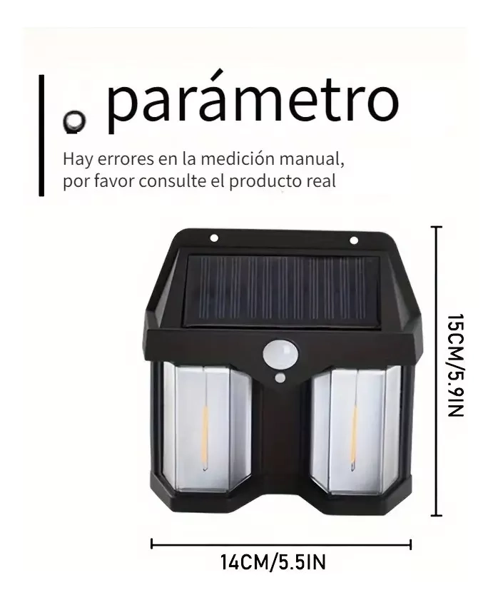 LÁMPARA FAROL SOLAR OKEIPO DOBLE CON SENSOR LUZ CÁLIDA - 3
