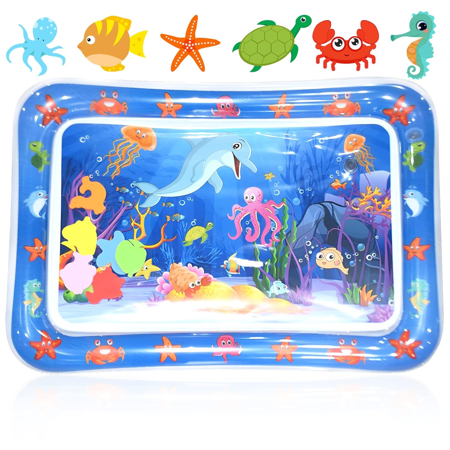 TAPETE OKEIPO ALFOMBRA AGUA JUEGO SENSORIAL BEBÉS AZUL - 1