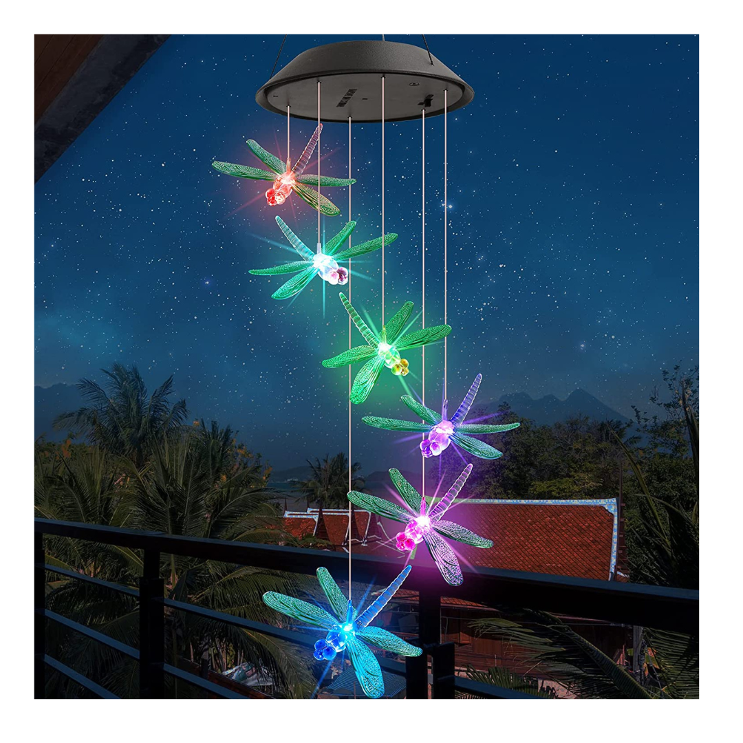 COLGANTE SOLAR LIBELULAS LUZ LED MULTICOLOR - 1