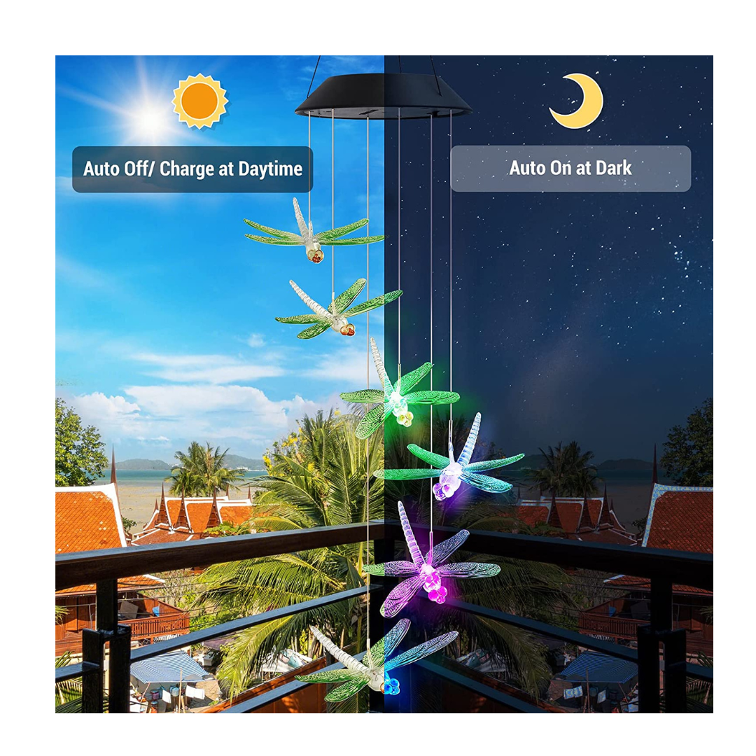 COLGANTE SOLAR LIBELULAS LUZ LED MULTICOLOR - 2