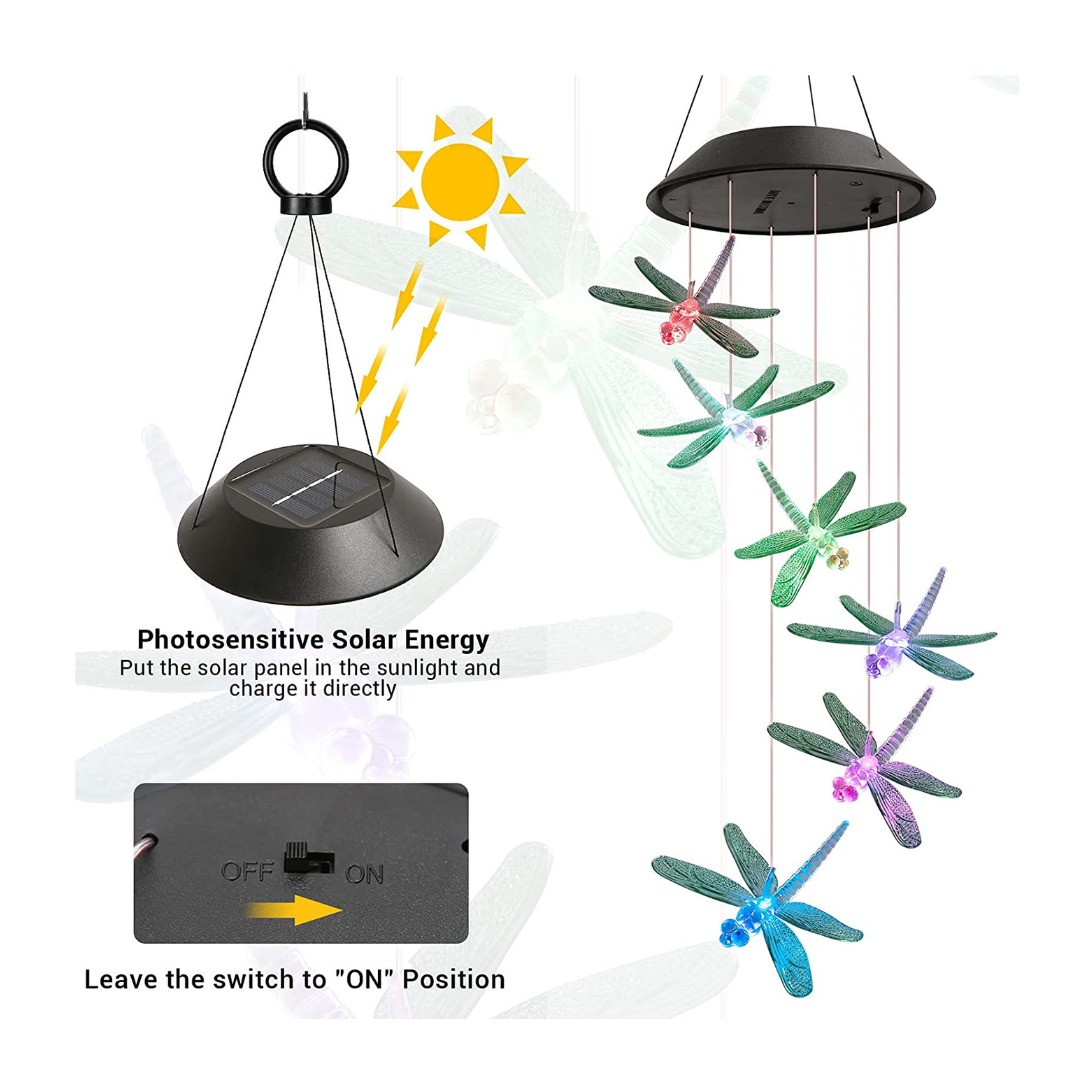 COLGANTE SOLAR LIBELULAS LUZ LED MULTICOLOR - 4