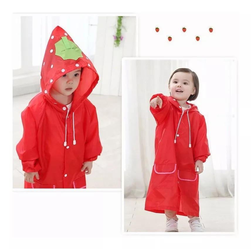 PONCHO MANGA LARGA UNISEX OKEIPO ROJO INFANTIL CHUBASQUERO IMPERMEABLE - 2