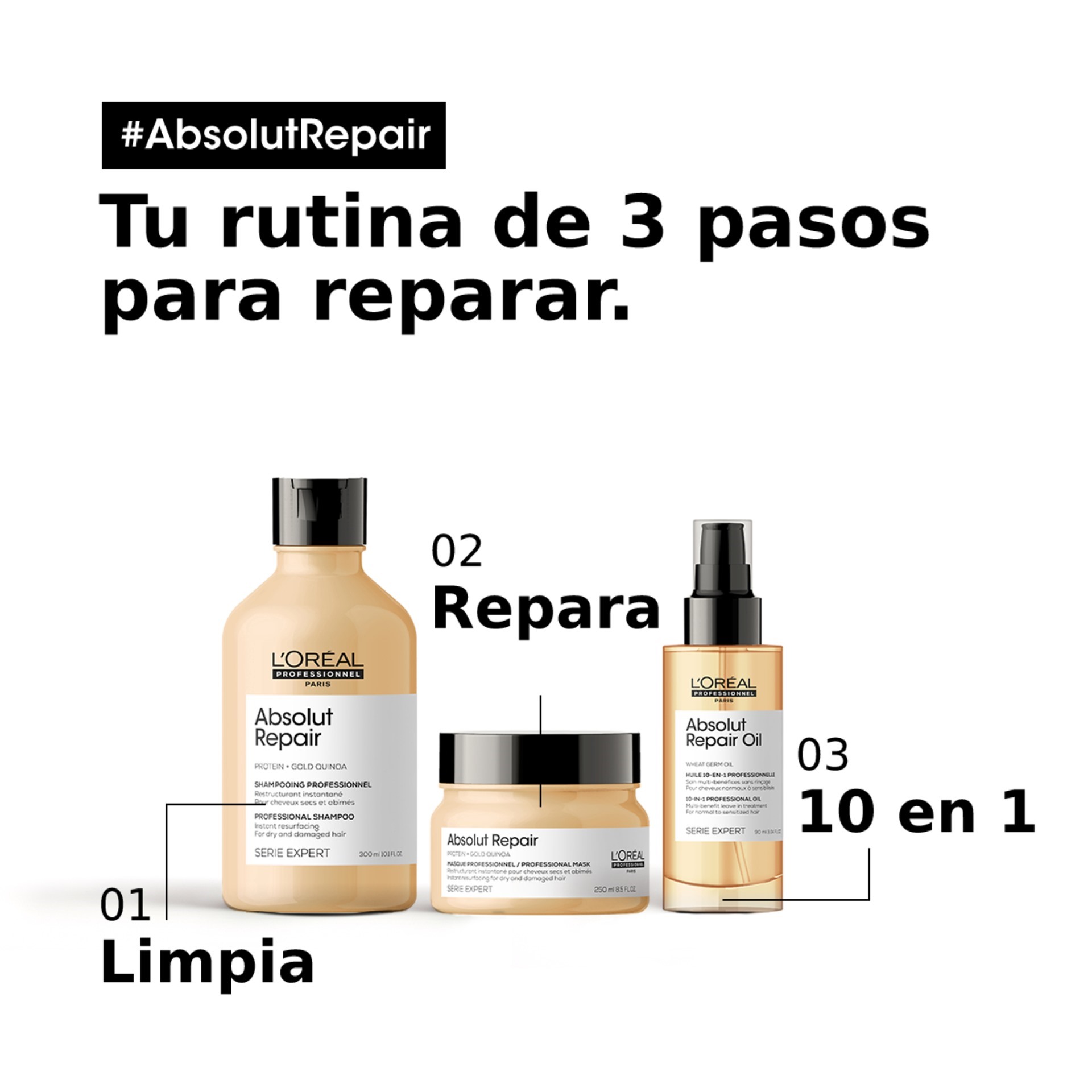KIT L'ORÉAL PROFESSIONNEL 300 ML REPARACIÓN SHAMPOO Y 10 EN 1 - 2