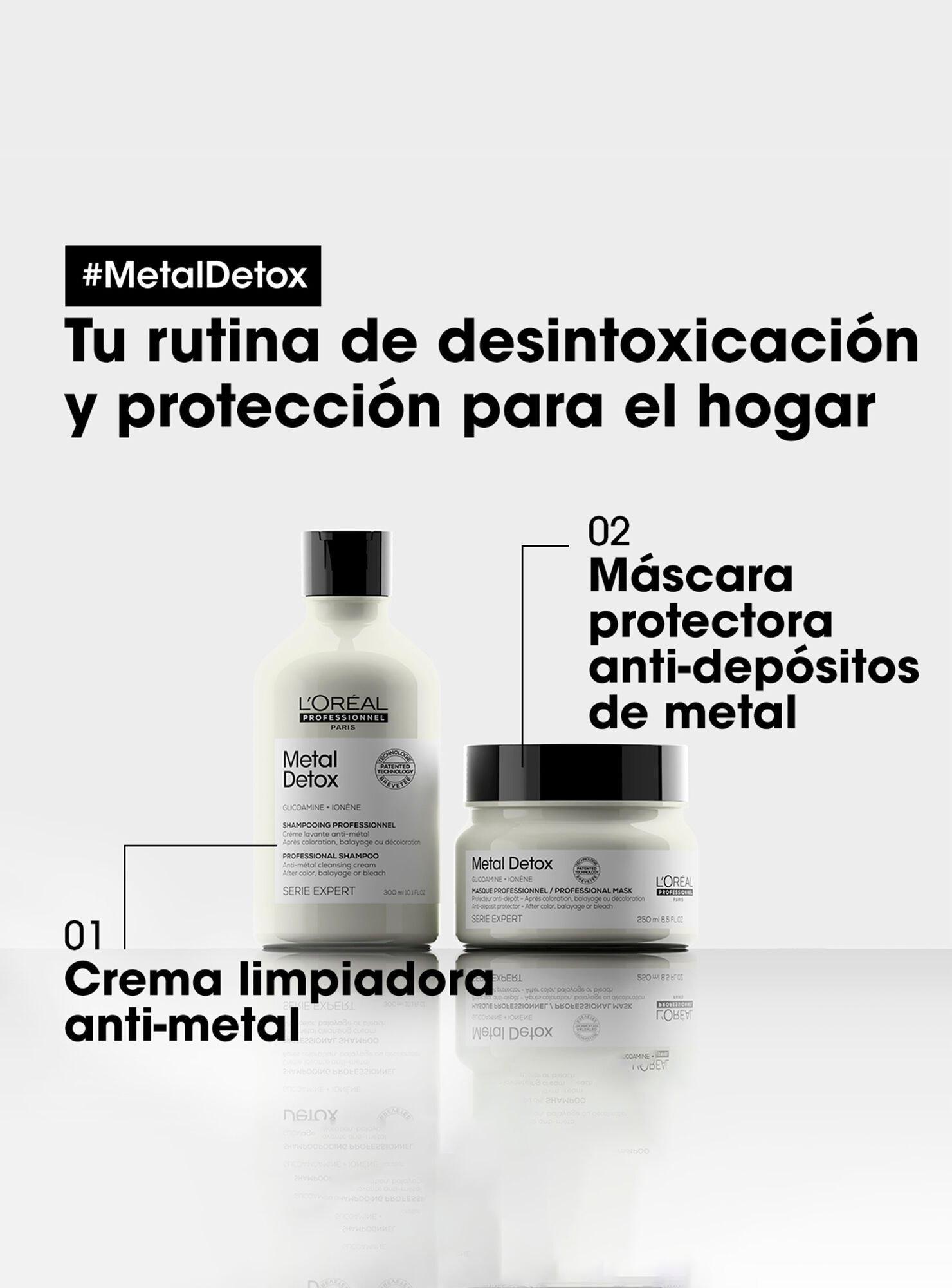 TRATAMIENTO L'ORÉAL PROFESSIONNEL 550 ML PROFESIONAL KIT METAL DETOX SHAMPOO Y MÁSCARA - 2