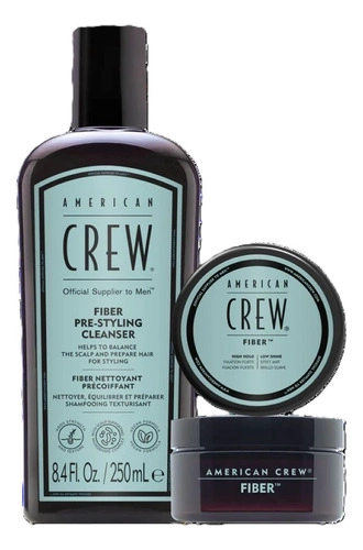 SET FIBER PRE-STYLER SHAMPOO + POMADA AMERICAN CREW - 1