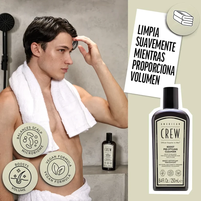 AMERICAN CREW SET BOOST PRE-STYLER SHAMPOO + BOOST POWDER - 3