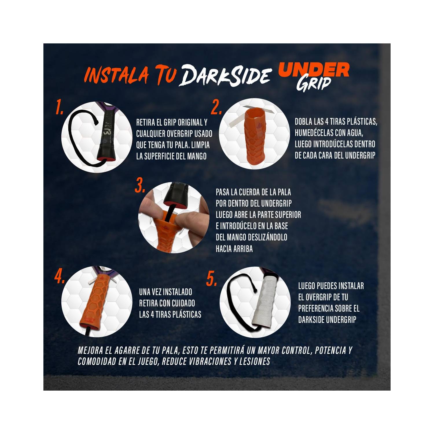 GRIP SILICONA VISCOELÁSTICA PALA PADEL DARKSIDE INCLUYE TIRAS INSTALACIÓN - 5