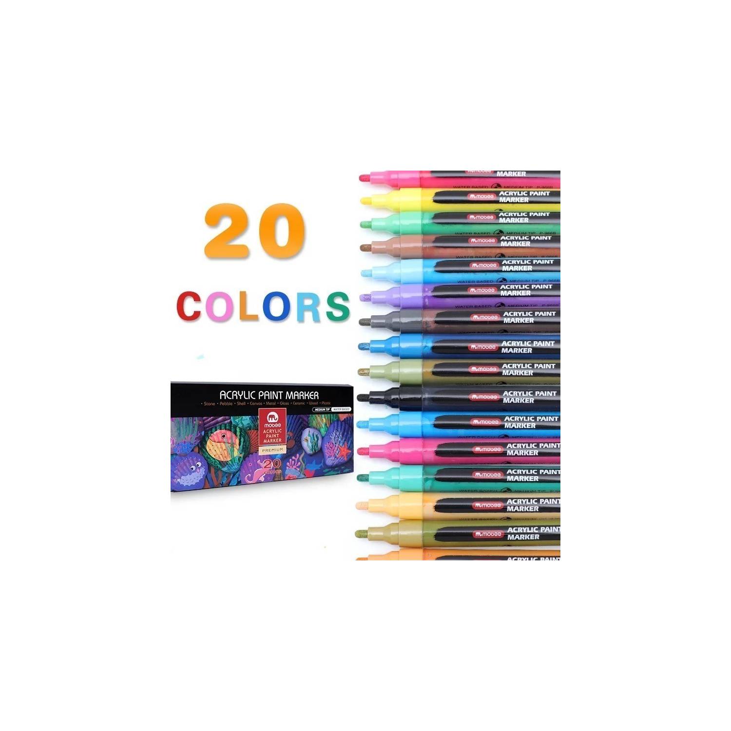 MARCADORES ACRÍLICOS LÁPICES 20 COLORES TIPO POSCA - 2