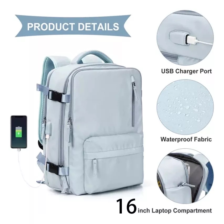 MOCHILA VIAJE CABINA AVIÓN IMPERMEABLE VIRAL ZAPATOS USB