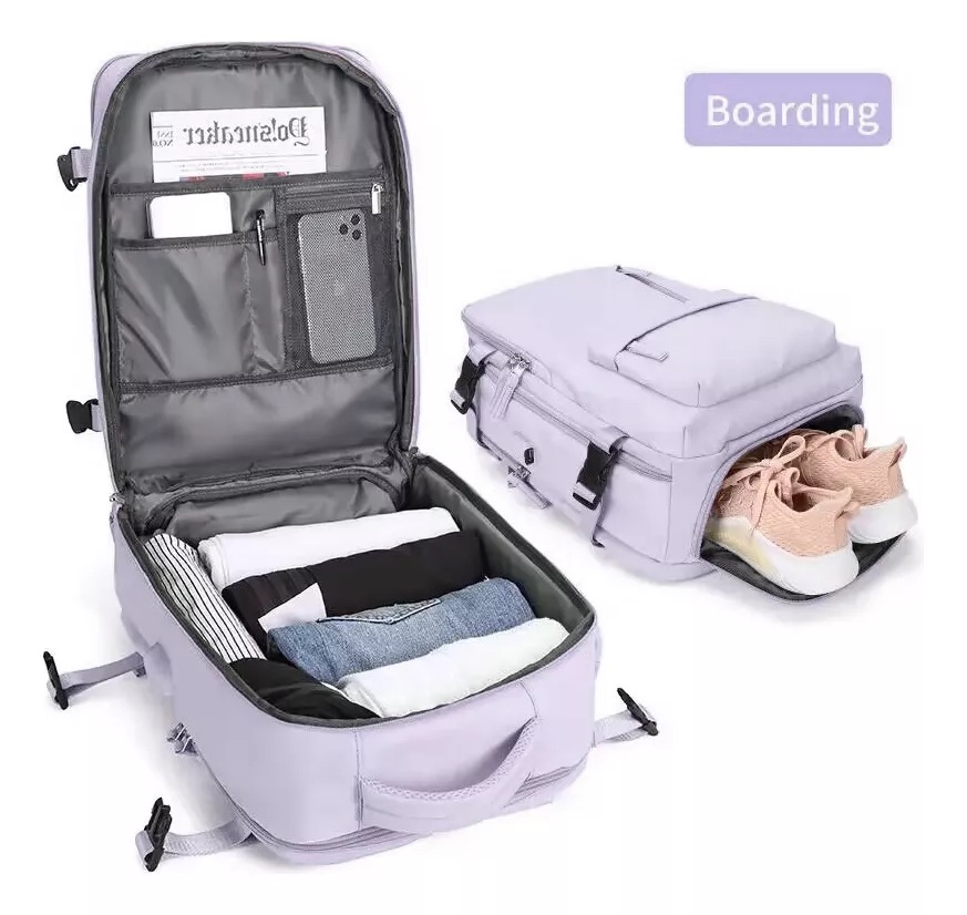 MOCHILA VIAJE CABINA AVIÓN IMPERMEABLE VIRAL ZAPATOS USB - 3