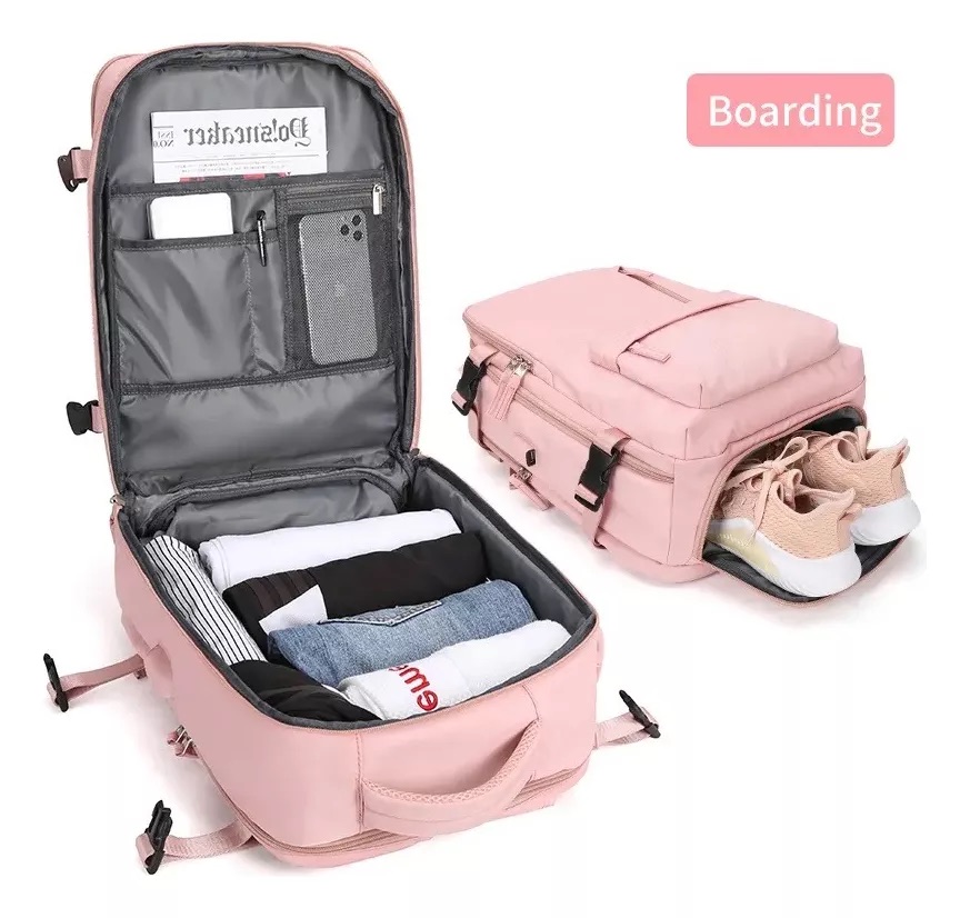 MOCHILA VIAJE CABINA AVIÓN IMPERMEABLE VIRAL ZAPATOS USB - 4