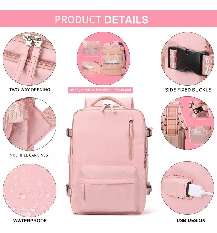 MOCHILA VIAJE CABINA AVIÓN IMPERMEABLE VIRAL ZAPATOS USB - 5