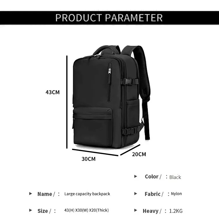 MOCHILA VIAJE CABINA AVIÓN IMPERMEABLE VIRAL ZAPATOS USB - 6