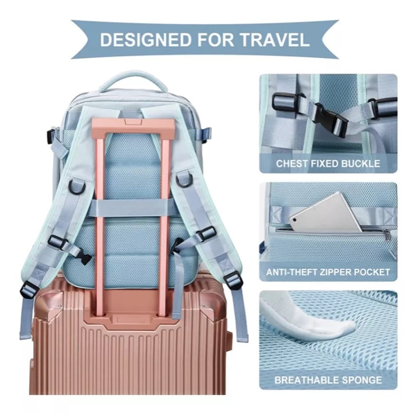 MOCHILA VIAJE CABINA AVIÓN IMPERMEABLE VIRAL ZAPATOS USB - 7