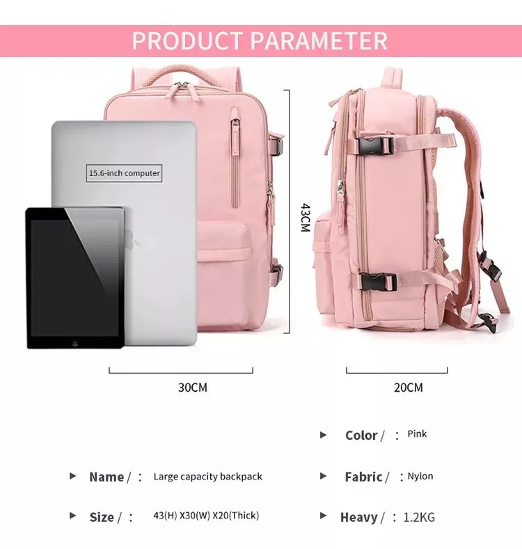 MOCHILA VIAJE CABINA AVIÓN IMPERMEABLE VIRAL ZAPATOS USB - 7