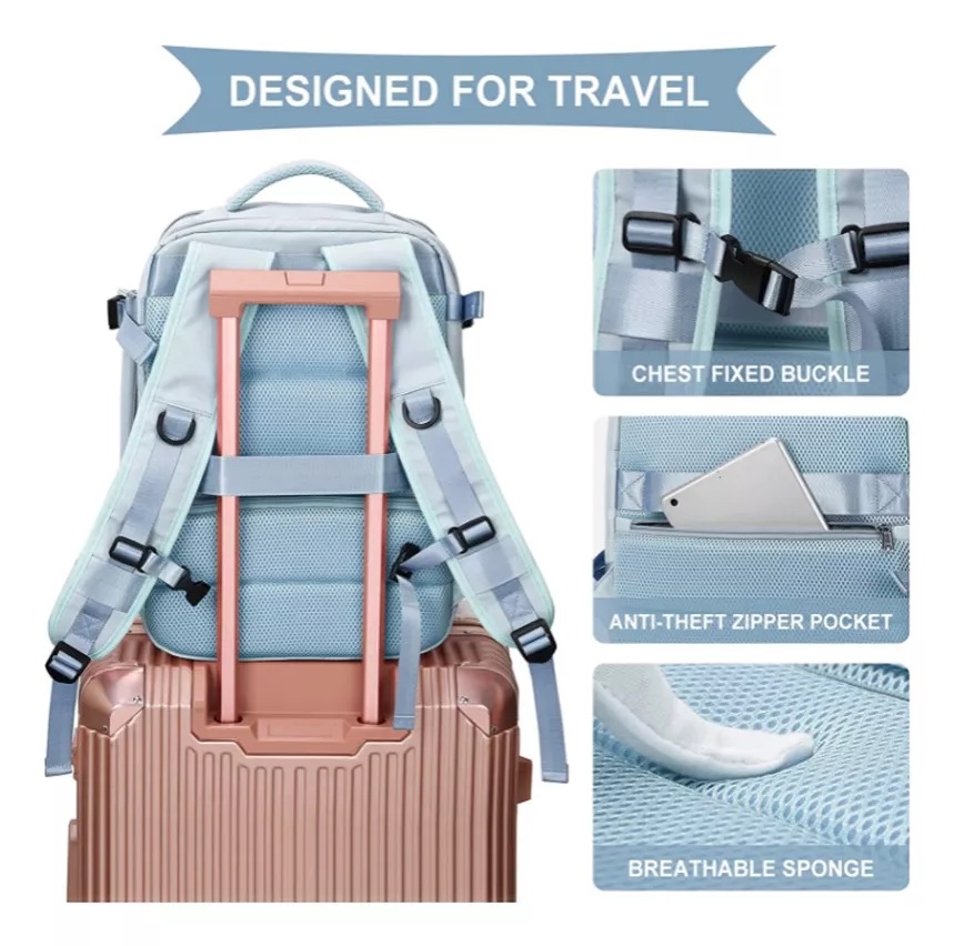 MOCHILA VIAJE CABINA AVIÓN IMPERMEABLE VIRAL ZAPATOS USB - 7