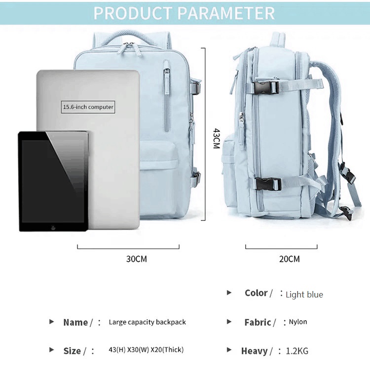 MOCHILA VIAJE CABINA AVIÓN IMPERMEABLE VIRAL ZAPATOS USB - 8