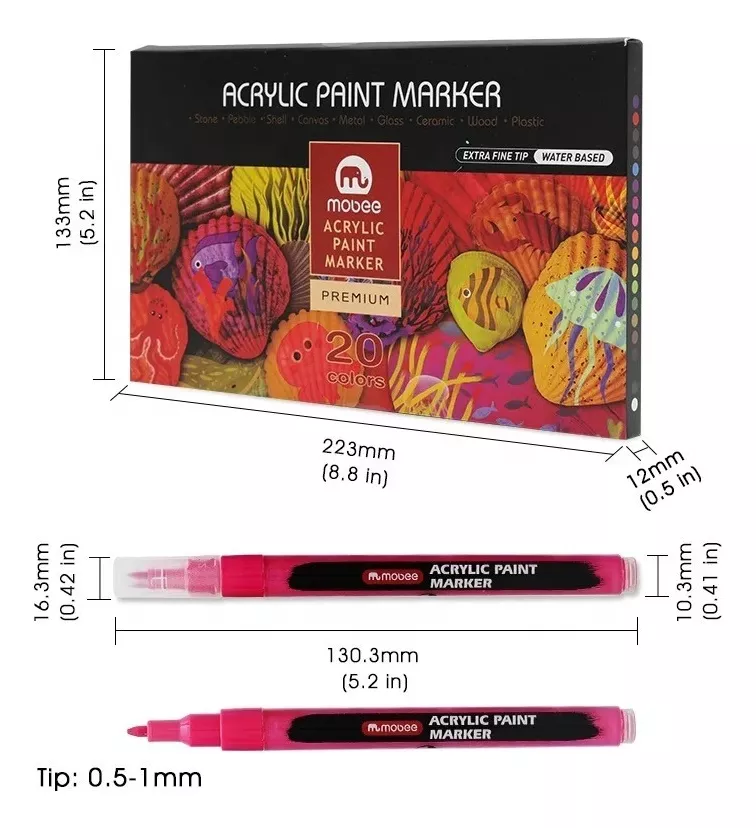 MARCADORES ACRÍLICOS LÁPICES 20 COLOR PUNTA FINA TIPO POSCA - 4