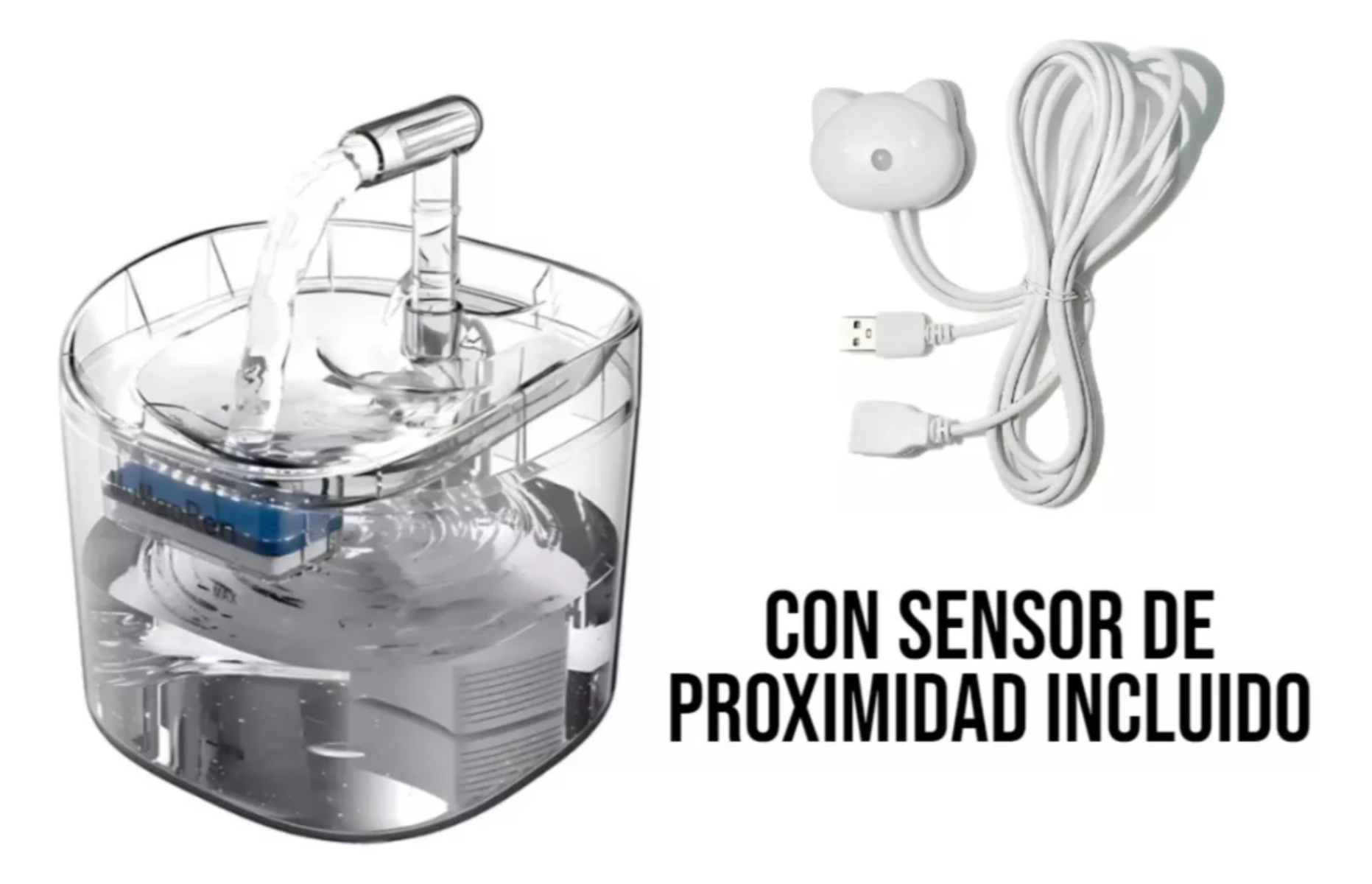 BEBEDERO PERROS GATOS SENSOR AUTOMÁTICO FUENTE AGUA - 2