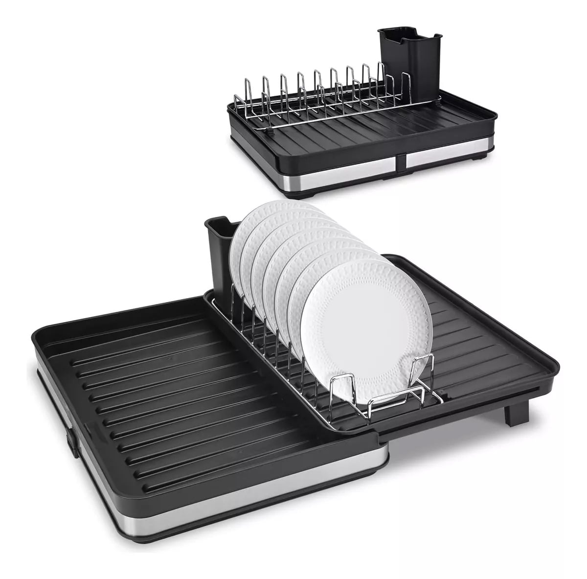 SECA PLATOS ESCURRIDOR COCINA ACERO INOXIDABLE PLEGABLE LOZA - 2