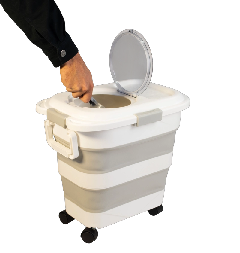 CONTENEDOR ALIMENTO MASCOTAS PLEGABLE 12KG PERROS GATOS - 3