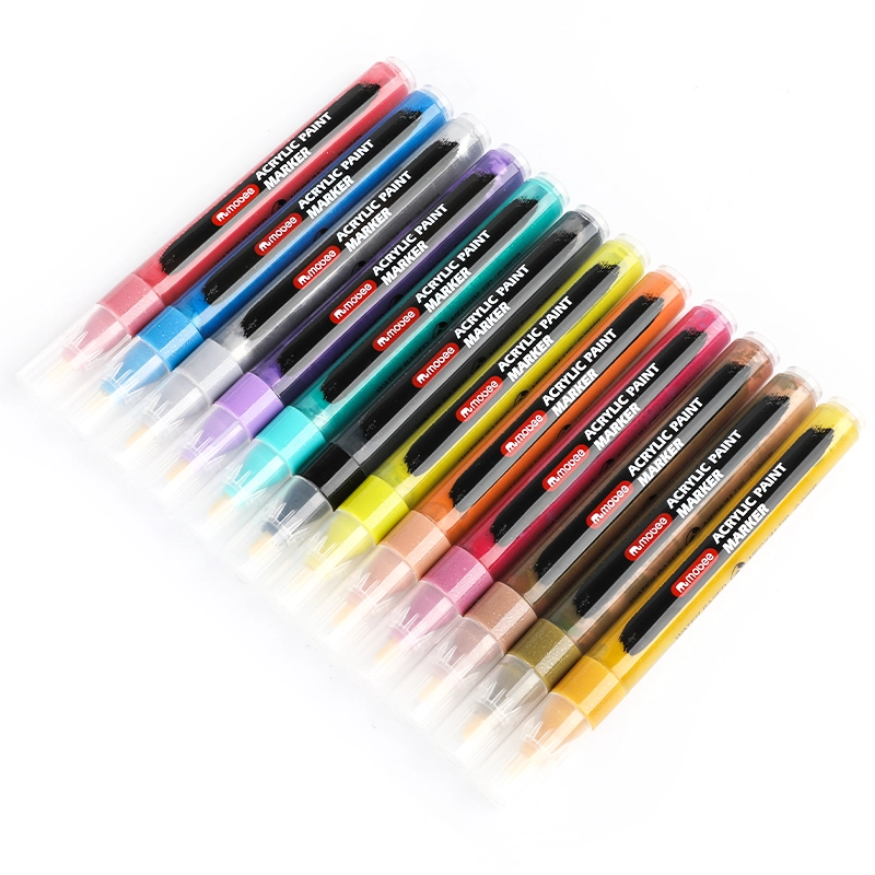 MARCADORES ACRILICOS MOBEE 12 COLORES GLITTER TIPO POSCA - 4