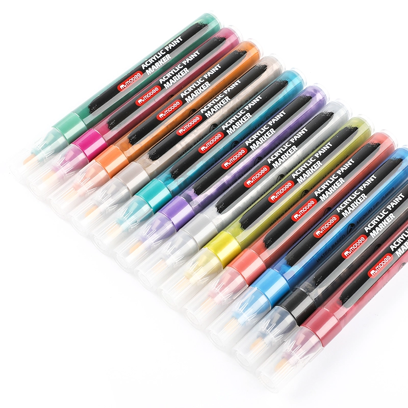 MARCADORES ACRILICOS MOBEE 12 COLORES METALICO TIPO POSCA - 4
