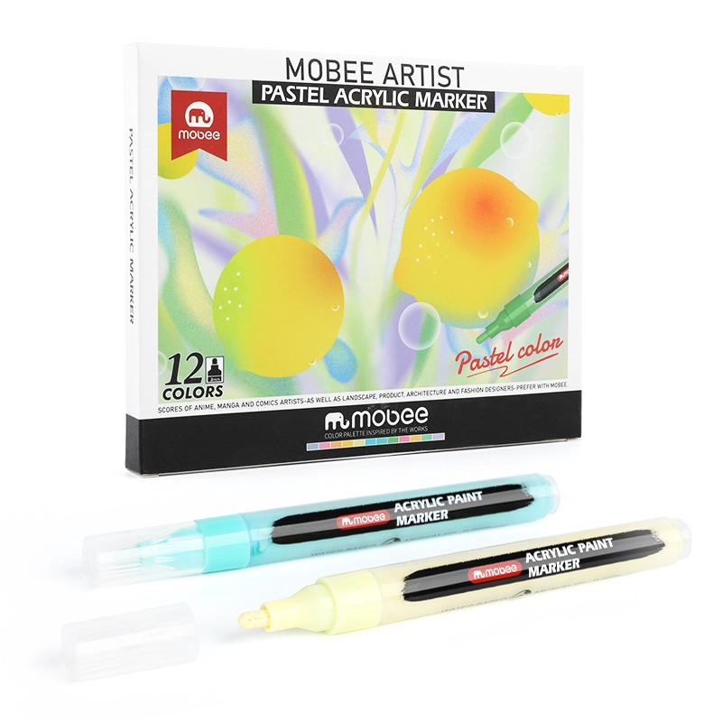 MARCADORES ACRILICOS MOBEE 12 COLORES PASTEL TIPO POSCA - 2