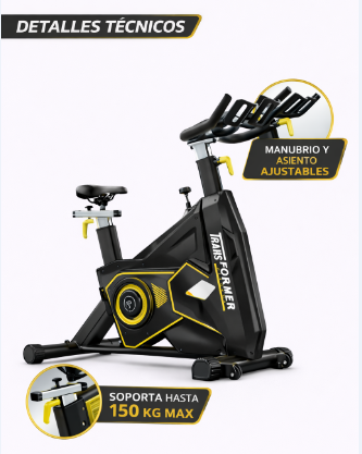 Bicicleta Spinning Profesional Transformer Volante 20 kg - 2