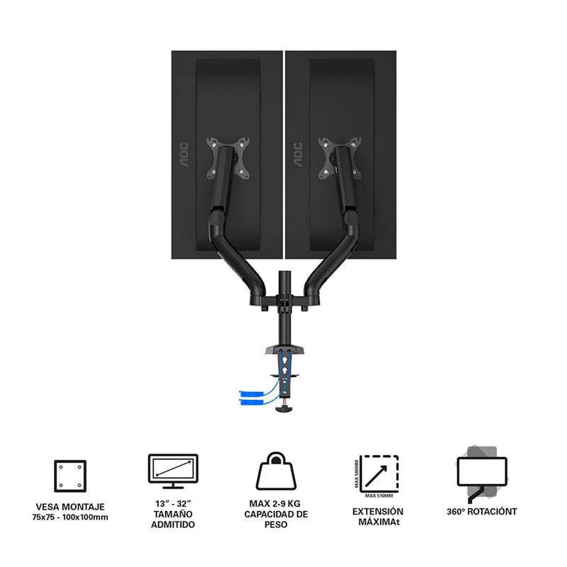 SOPORTE DOBLE PARA MONITORES AOC HASTA 32“ AD110DX - 2
