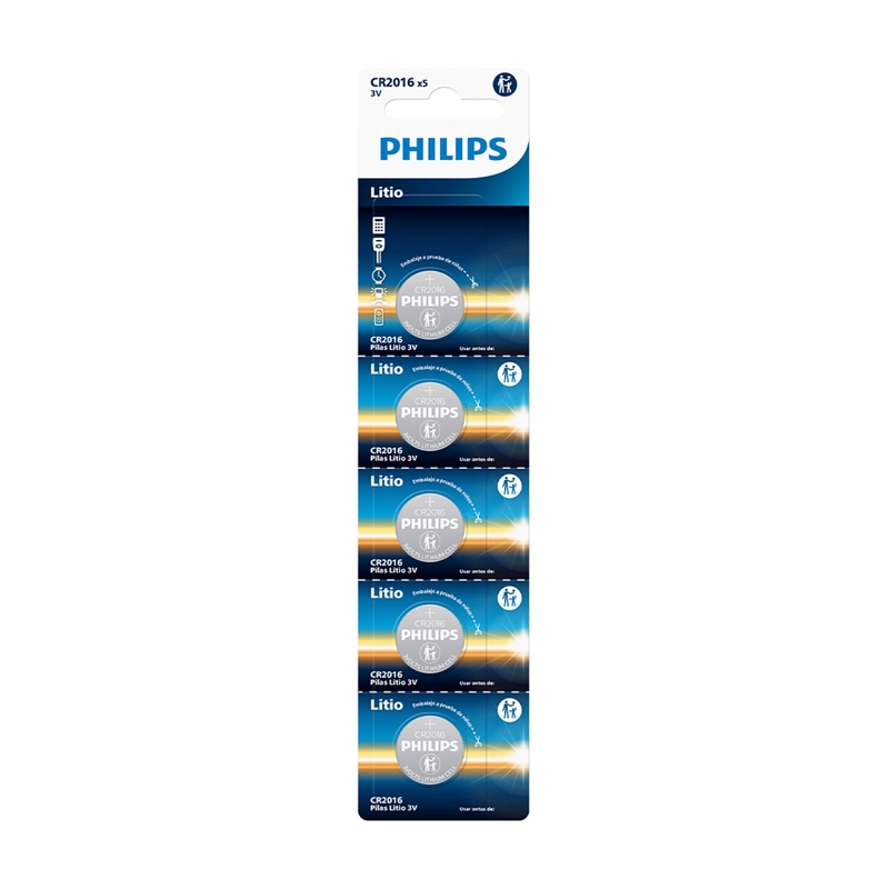 PILA DE LITIO CR2016 X5 PHILIPS - 1