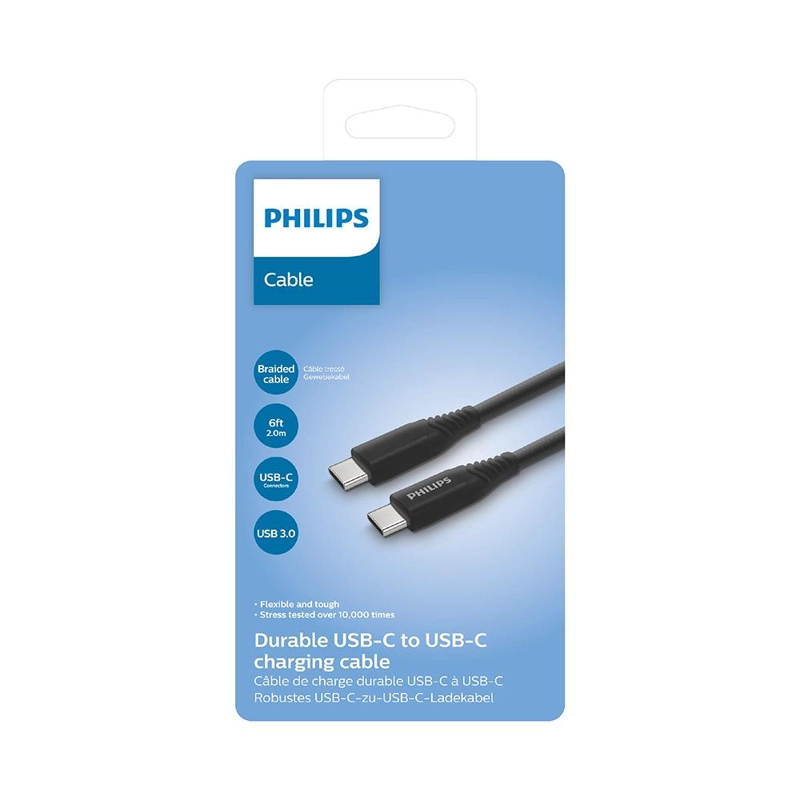 CABLE TRENZADO USB-C A USB-C PHILIPS DLC5206C NEGRO - 5