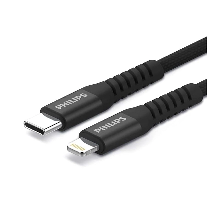 CABLE TRENZADO USB-C A LIGHTNING PHILIPS DLC5206L NEGRO - 1