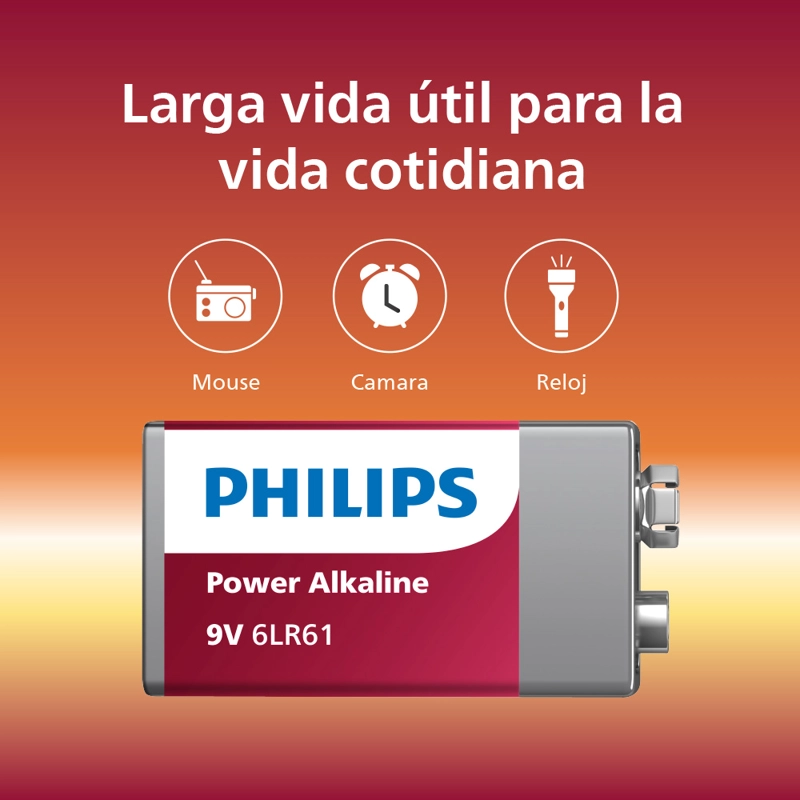 BATERIA ALCALINA 9V X1 PHILIPS - 3