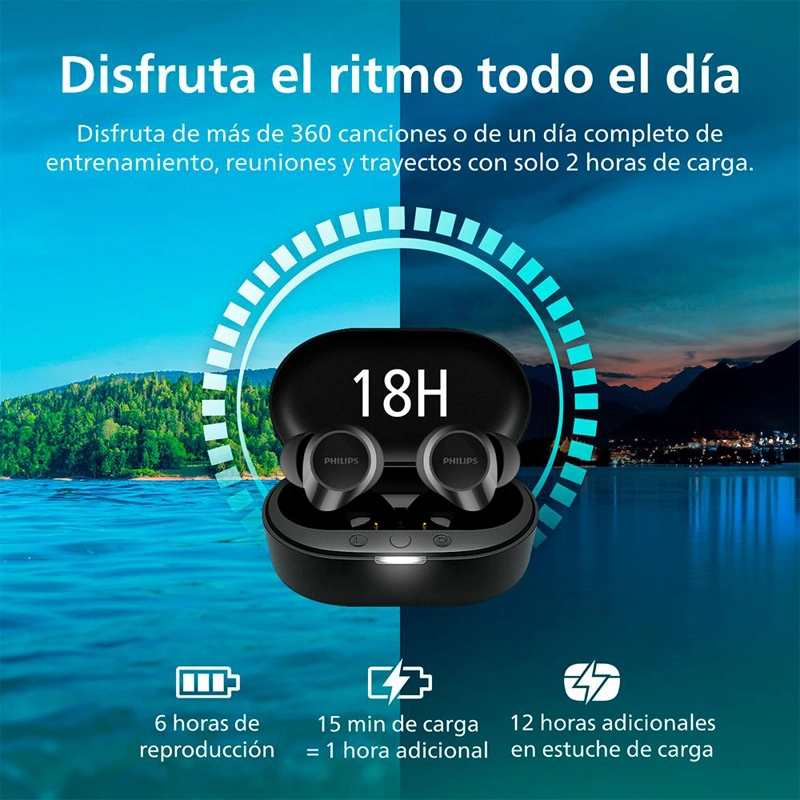 AUDIFONOS BLUETOOTH PHILIPS TAT1209 TWS NEGRO - 2