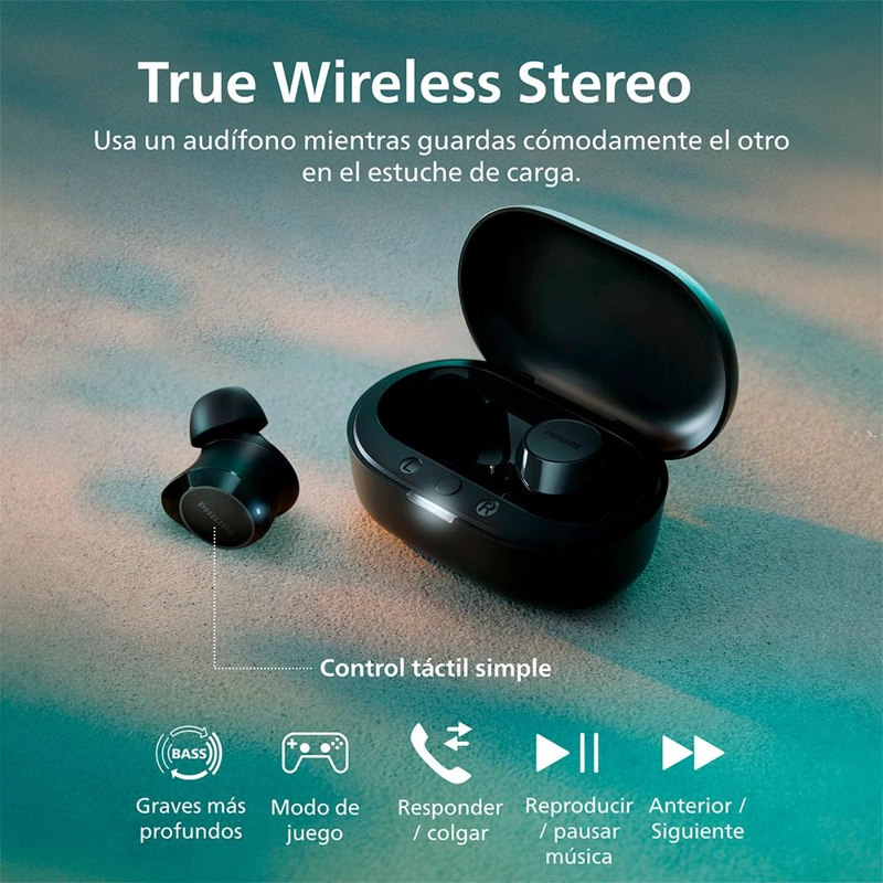 AUDIFONOS BLUETOOTH PHILIPS TAT1209 TWS NEGRO - 5