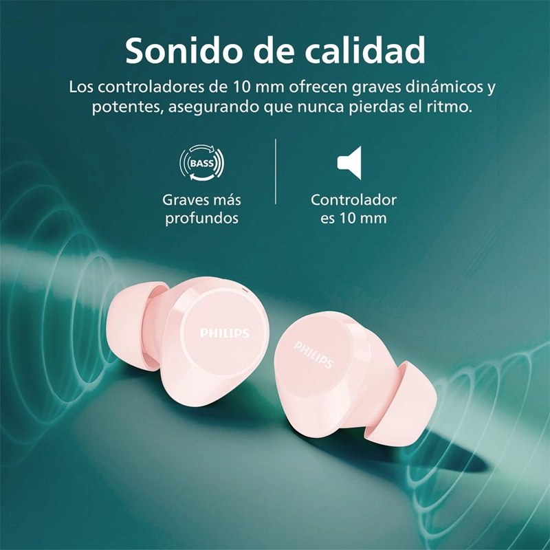 AUDIFONOS BLUETOOTH PHILIPS TAT1209 TWS ROSADO - 3