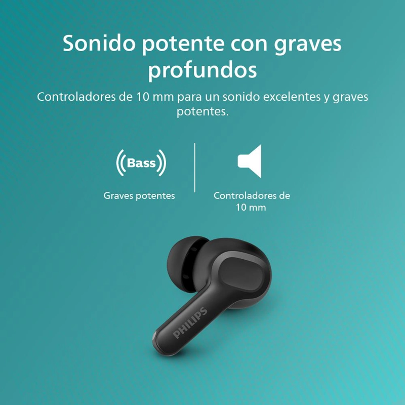 AUDIFONOS BLUETOOTH PHILIPS TAT1109 TWS NEGRO - 6