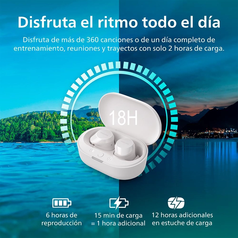 AUDIFONOS BLUETOOTH PHILIPS TAT1209 TWS BLANCO - 4