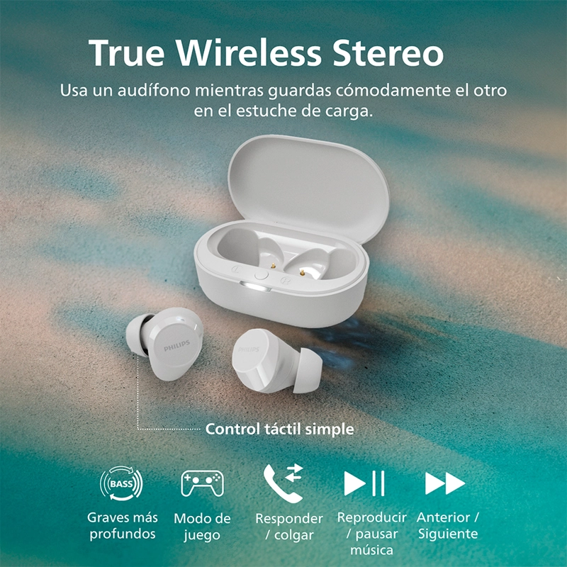 AUDIFONOS BLUETOOTH PHILIPS TAT1209 TWS BLANCO - 8
