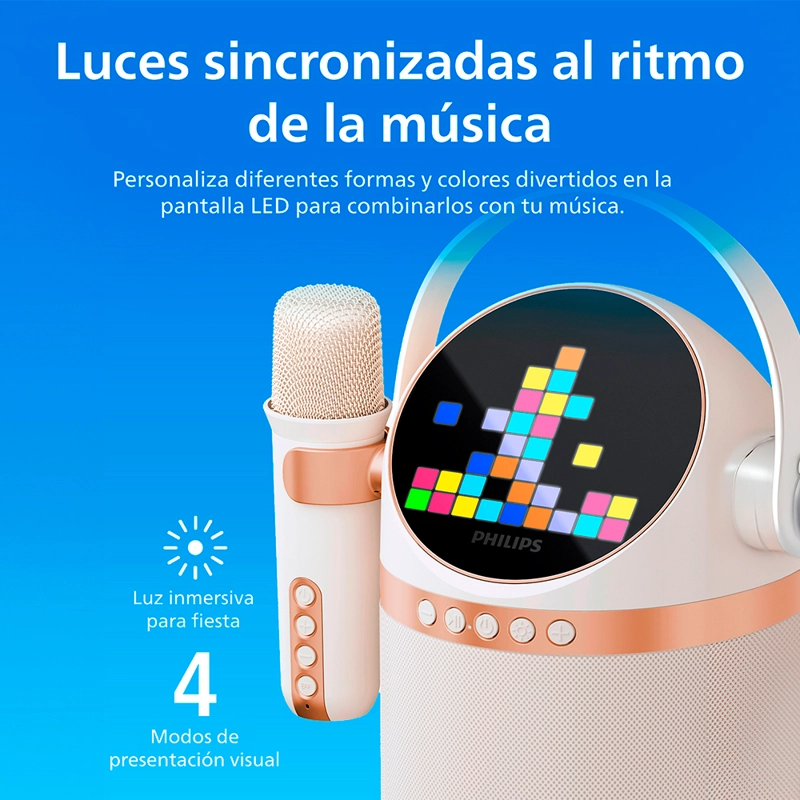 PARLANTE KARAOKE BLUETOOTH PHILIPS CON MICROFONO TAS2509 BLANCO - 6
