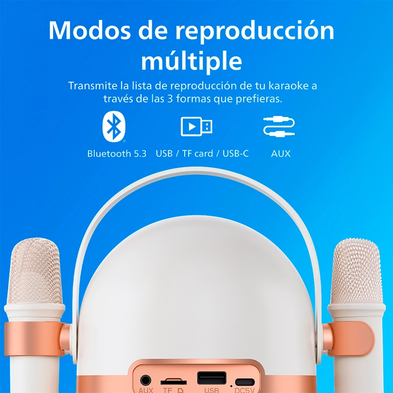 PARLANTE KARAOKE BLUETOOTH PHILIPS CON MICROFONO TAS2509 BLANCO - 8