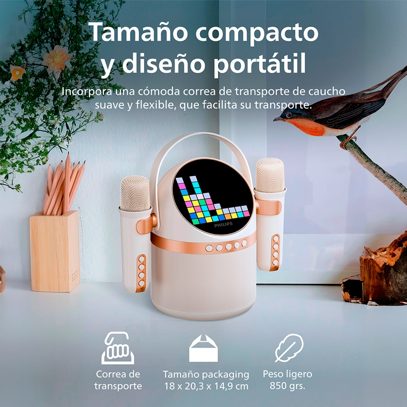 PARLANTE KARAOKE BLUETOOTH PHILIPS CON MICROFONO TAS2509 BLANCO - 10