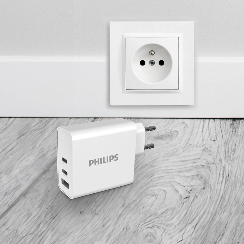 CARGADOR DE PARED GAN 65W CON 2 USB-C Y 1 USB-A CARGA RAPIDA PHILIPS DLP2683 - 3
