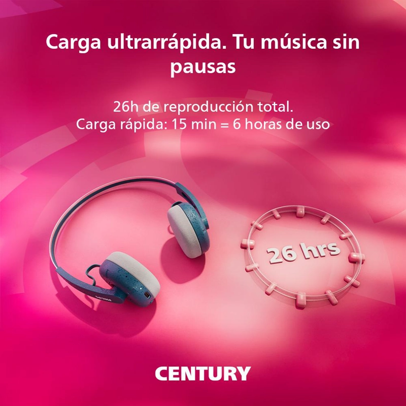 AUDIFONOS BLUETOOTH PHILIPS RINGO TAH2000 TURQUESA - 2