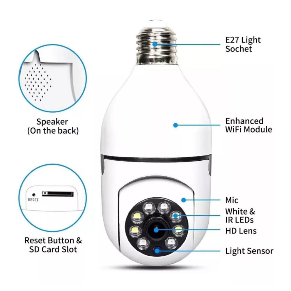 CÁMARA DE SEGURIDAD WIFI VISION NOCTURNA 360 HD SOQUETE - 2