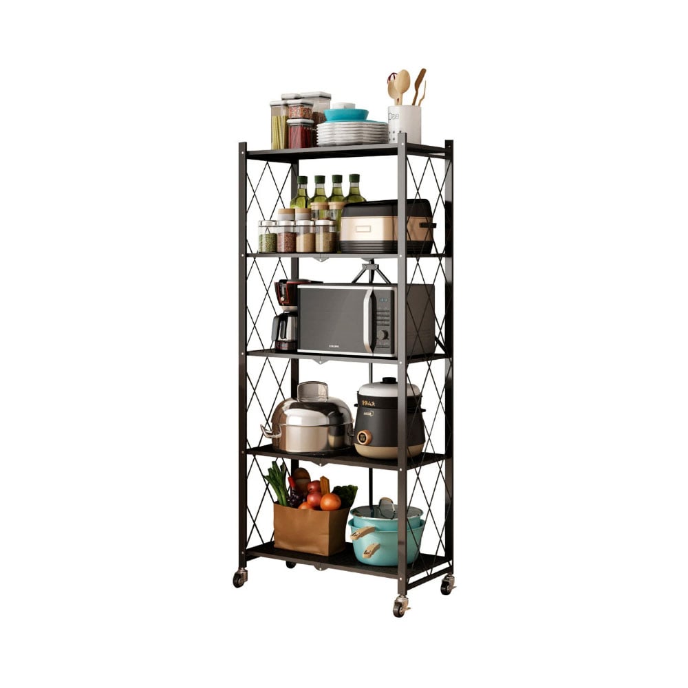 ESTANTE PLEGABLE MULTIUSO METAL 5 NIVELES RUEDAS - 1