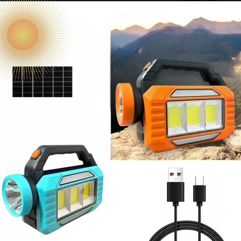 LINTERNA LÁMPARA LED SOLAR RECARGABLE USB IMPERMEABLE PORTATIL ALTA POTENCIA - 1